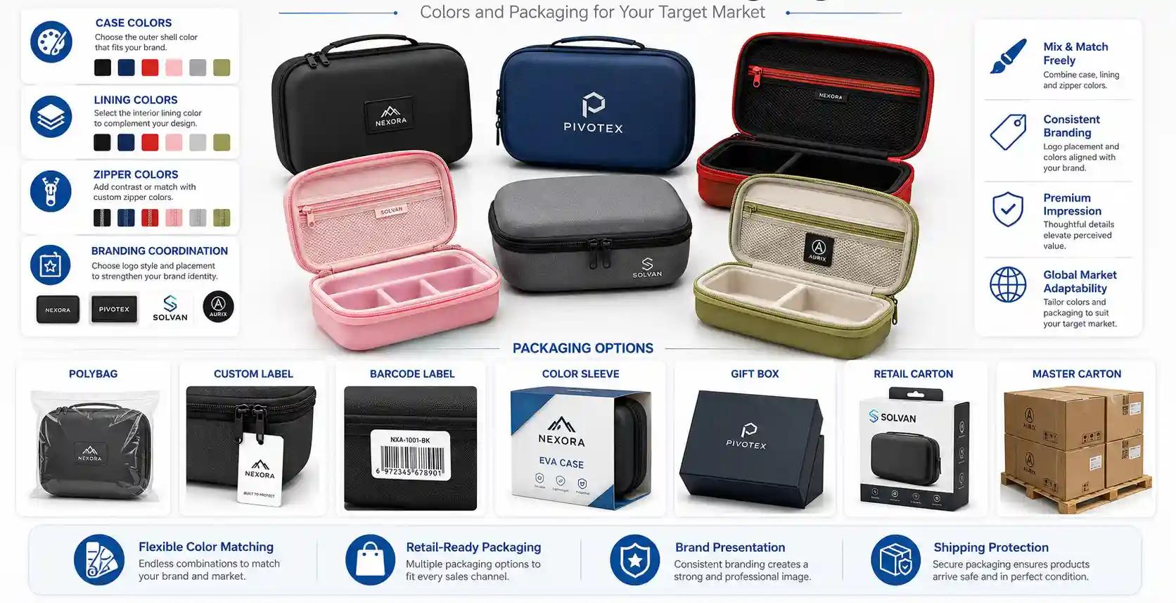 Custom colors and packaging options